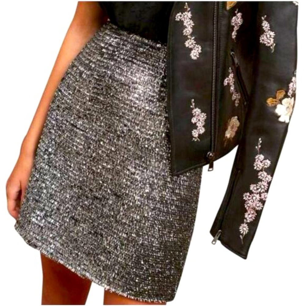 NWT $112 HUTCH Anthropologie black with silver mini skirt XS